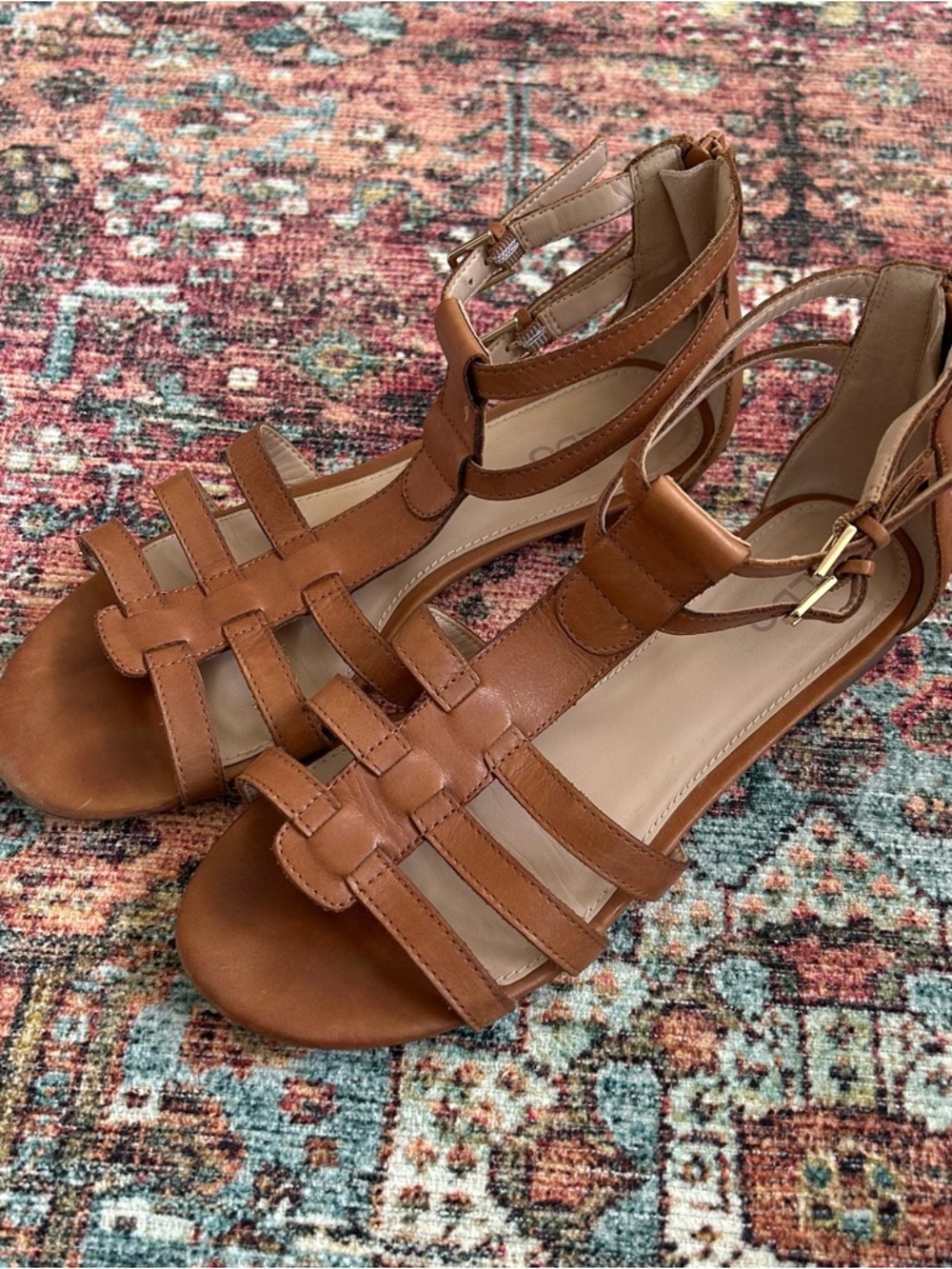 Aldo Cognac Brown Strappy Gladiator Sandals